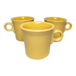 Fiesta Ware Yellow Tom & Jerry  lot 3 Coffee Cup Ring handled Mug 3 1/2 in